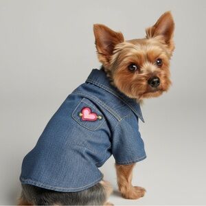 Denim Dog Vest Heart Embroidery Jacket